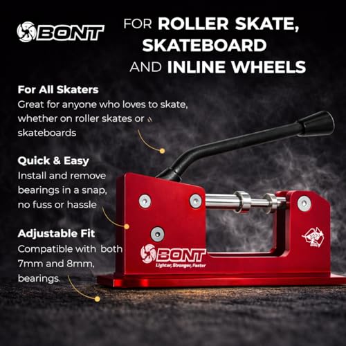 Roller Skate Bearing Press Tool - Aluminum & Steel for 7mm & 8mm Bearings - Red