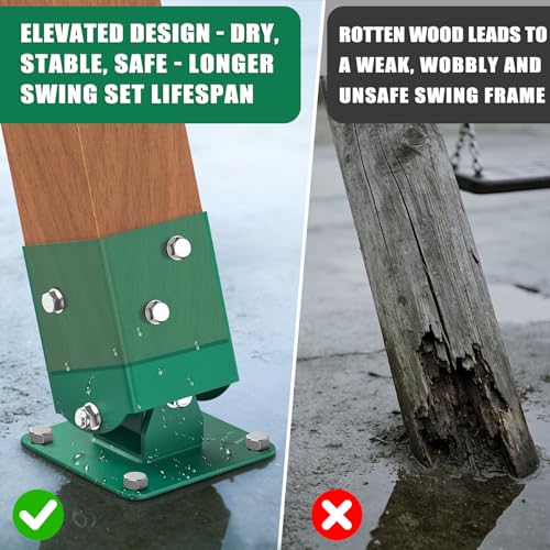 4Pcs Swing Leveling Base Brackets for 4x4 Wooden Posts - Adjustable A-Frame Swing Set Base