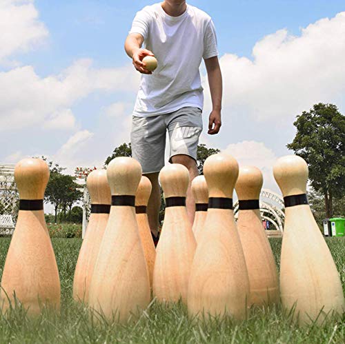 Outdoor Lawn Bowling Set - Medium with 10 Pins, 2 Balls & Carry Bag for Family & Kids