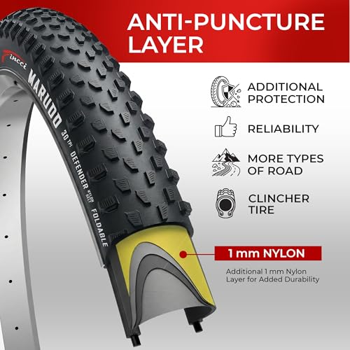Fincci 29x2.10 Mountain Bike Tire & Tube Set - Black, Foldable, 52-622