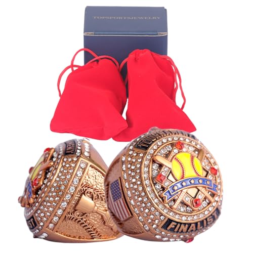 Softball Championship Trophy Rings - 2 or 12 Pack, Team Award, Size 9.5, Gold & Silver