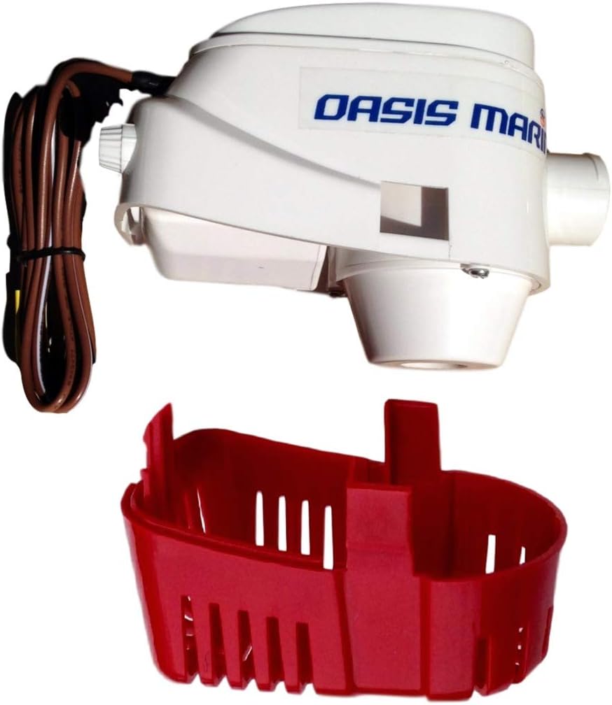 OASIS MARINE 1100 GPH Automatic Bilge Pump - Built-In Float Switch, Quiet Operation, Stainless Steel Shaft