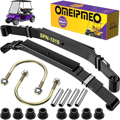 Heavy Duty Rear Leaf Spring Kit for Club Car Golf Carts - 4-Leaf Spring Set with Bushings & U Bolts