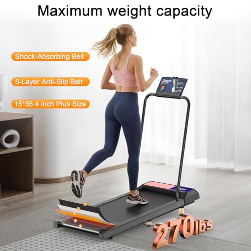XVCAS Under Desk Treadmill with Incline & Handlebar - Red & Blue, Compact Quiet Home Office Walking Machine