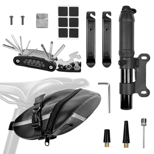 Bike Repair Kit Bike Tool Set with Saddle Bag - Black 15-in-1