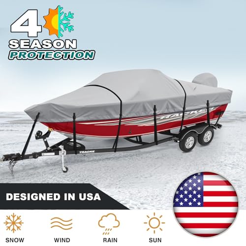 Heavy Duty Waterproof Boat Cover 16-18.5ft Gray - Light Gray, Up to 94" Beam