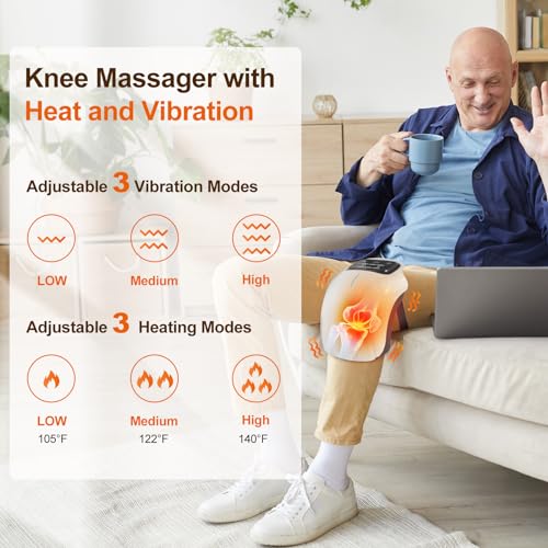 Cordless Knee Massager with Infrared Heat, Vibration & LED Screen