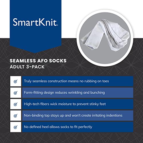 Adult X-Large Seamless AFO Interface Socks 3 Pack - White