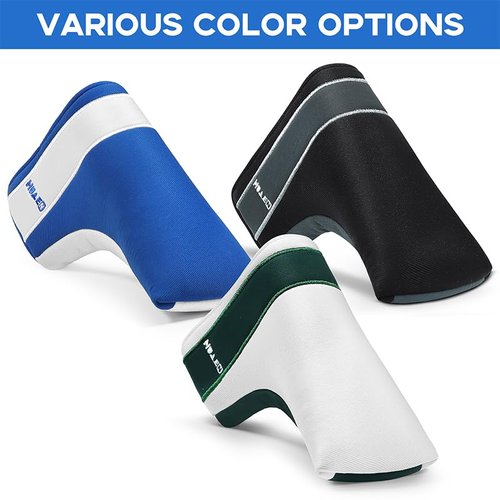 HUAEN Blade or Mallet Putter Cover - Mallet Putter Headcover - Fleeced Lined Putter Head Covers - Protective Golf Club Covers to Match Putter Headcover (Blade Blue)