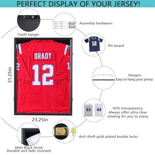 Grintus 2 Pack Jersey Display Cases Black Shadow Box for Autographed Sports Jerseys