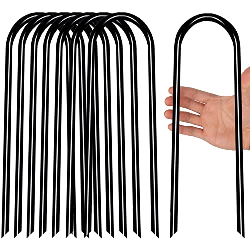 Heavy Duty Ground Stakes for Windproof Tents & Garden Decorations - Black, 8pcs