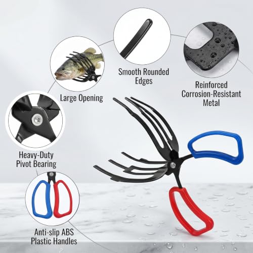 Heavy Duty Fish Lip Gripper with Hook Remover Tool Set - 3 Pack for Freshwater & Saltwater Fishing