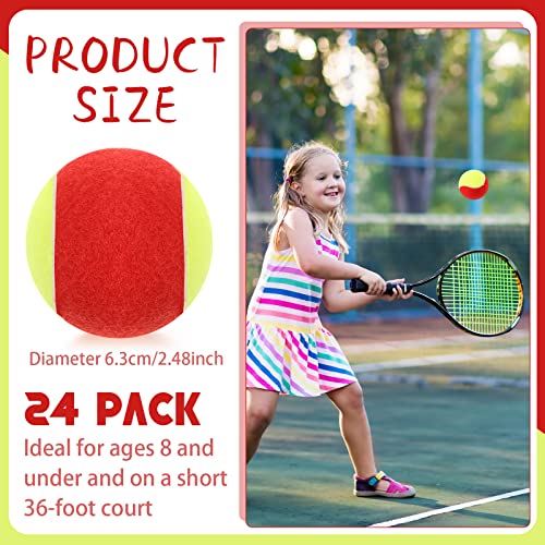Kids Tennis Balls Set 24 Pack - Red & Yellow Low Compression Practice Balls