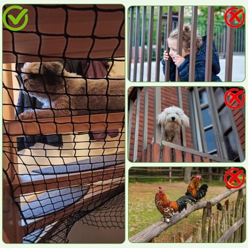 KAERYHET 4.9x32.8ft Heavy Duty Safety Rope Net Kids Pet Balcony Railing Protection