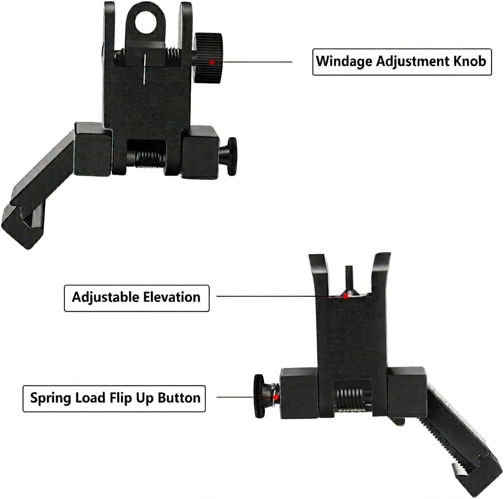 Skiennix 45 Degree Offset Flip Up Sight - Low Profile Design for Rapid Transition | Front & Rear Sights