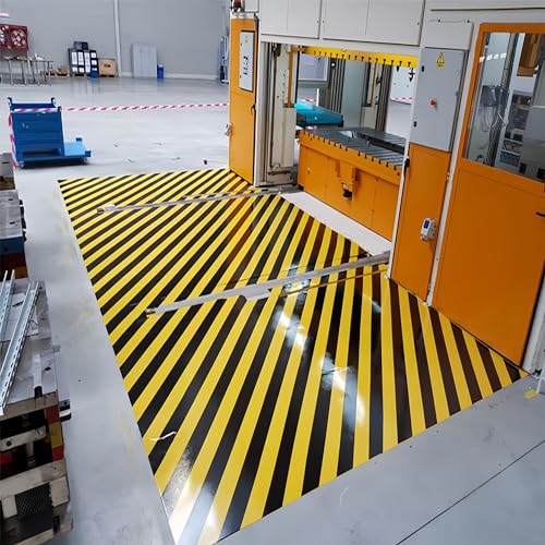 SWRT Hazard Tape - 2 Inch x 110FT Black & Yellow Warning Stripe | Strong Adhesive & Waterproof for Floor Marking