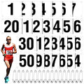 Marathon Running Bib Numbers Set 1-50 with Safety Pins - Reusable Nylon Race Bibs