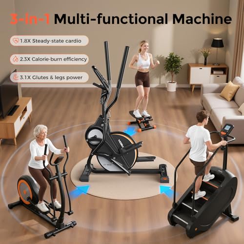 Black YOSUDA Elliptical Machine with 12° Incline - Compact Cardio Trainer