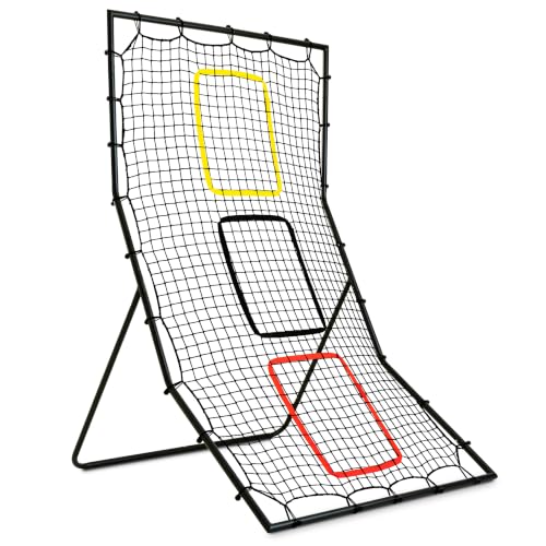 Baseball & Softball Rebounder Net for Pitching and Fielding Practice - 6x4 ft with 3 Target Zones