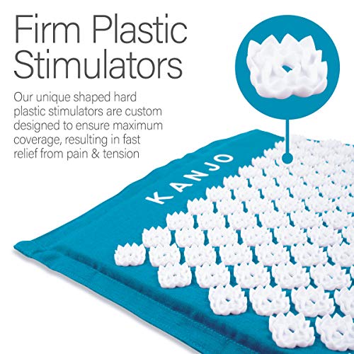 Kanjo Sapphire Blue Acupressure Mat & Pillow Set for Back & Neck Pain Relief - Travel Bag Included