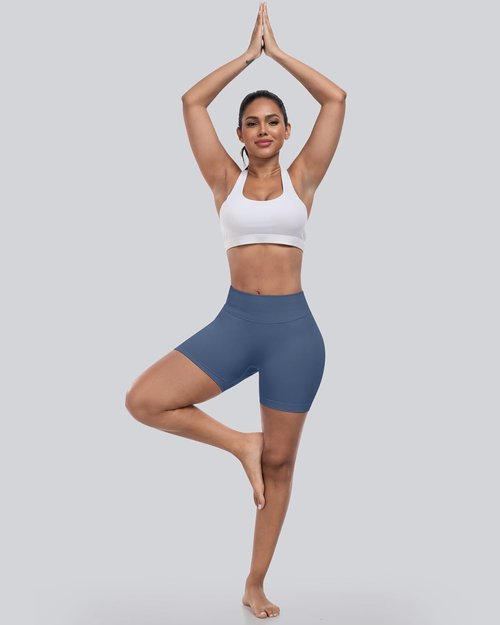 CHRLEISURE High Waisted Biker Shorts - Butt Lifting Seamless Gym Set | 4-Piece Collection