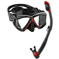 Cressi Panoramic Wide View Mask & Dry Snorkel Kit - Black/Red