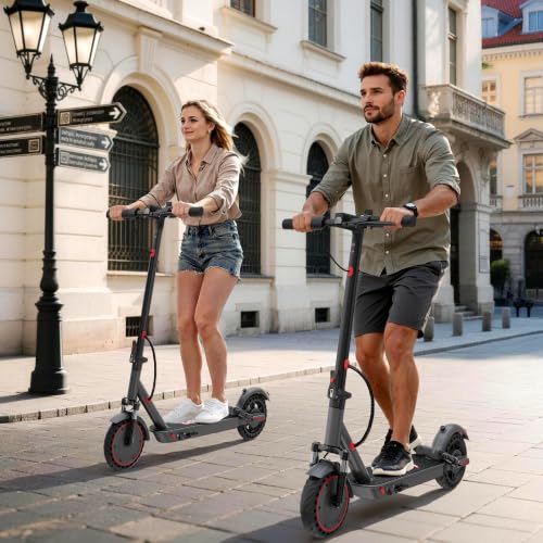 Gray Electric Scooter for Adults 19MPH 15 Miles Range Foldable & Dual Shock Absorbers