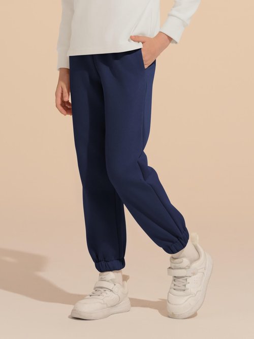 Haloumoning Boys Fleece Sweatpants Kids Elastic Waist Casual Joggers Active Athletic Pants with Pockets 5-14Y Navy