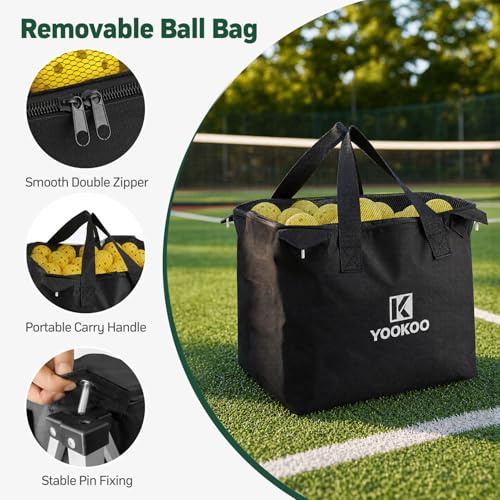 YooKoo Pickleball Ball Hopper Cart with Removable Bag & Locking Wheels