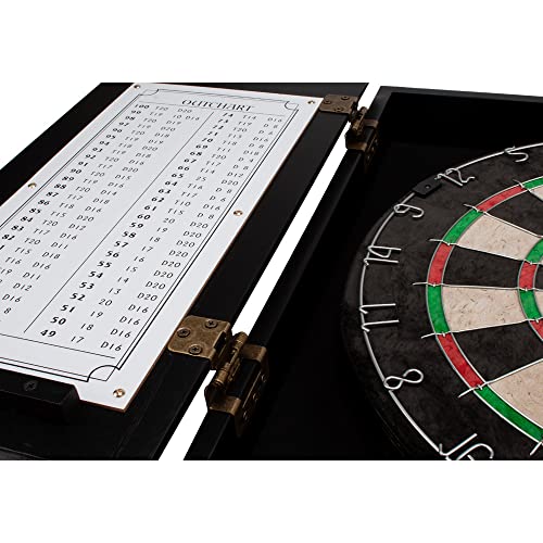GSE Pro Black Solid Wood Dartboard Cabinet Set with Bristle Dartboard & Accessories