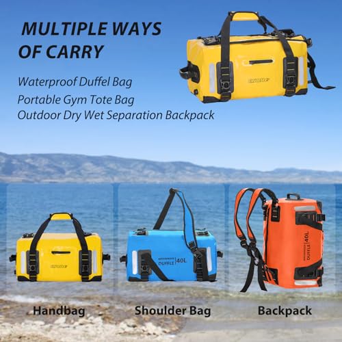 ESONE 60L Waterproof Dry Bag Backpack for Kayaking, Travel, Surfing – Orange