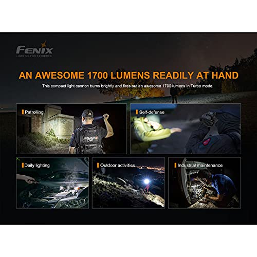 Fenix PD35 V3.0 Rechargeable Tactical Flashlight - 1700 Lumens, Black