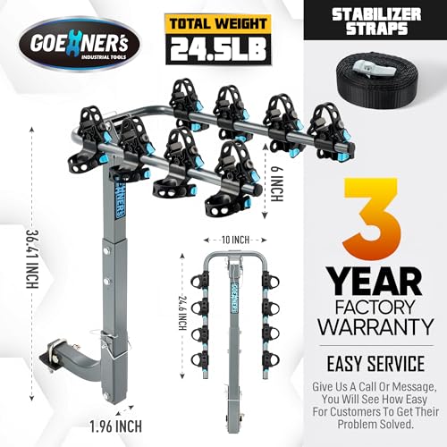 Heavy-Duty 4-Bike Hitch Rack 240 lbs Load Dual Locking Car Bike Carrier