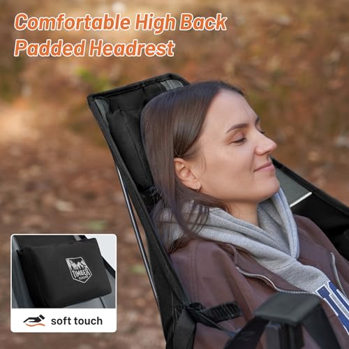 TIMBER RIDGE Black Oversized Portable Camping Swing Chair with Pillow & Cup Holder