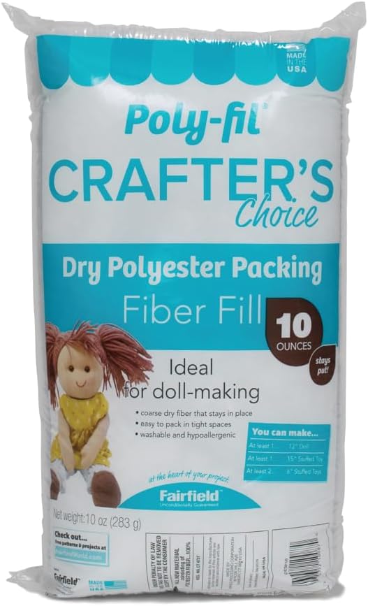 Poly-Fil Crafter's Choice Dry Packing Fiber Fill - 10 Ounce Bag in Blue/Orange for Crafting Projects