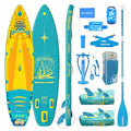 iTAOSTAR Bright Yellow & Teal Green Inflatable Stand Up Paddle Board with Full Accessories - 34-inch Wide, 400 lbs Capacity, Dual Fin, Camera Mount