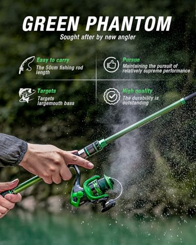 Ghosthorn 6ft Telescopic Spinning Fishing Rod & Reel Combo with Carry Case 2-Pack