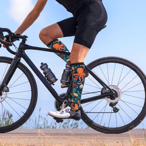 Compression Socks Calf Knee High Support Socks For Women Men - One Size Ocean Octopus