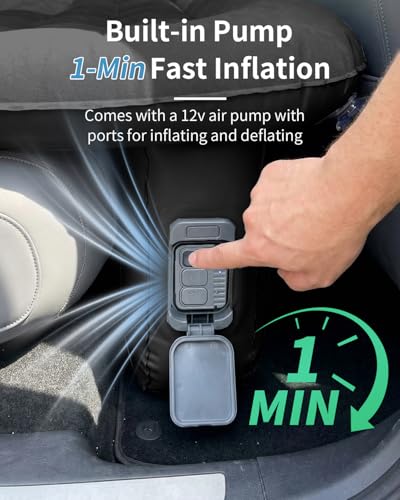 Umbrauto Black Back Seat Car Air Mattress with Built-in Pump for SUV Truck Van Camping Bed