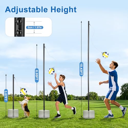 Heavy Duty Tetherball Set for Backyard with Rubber Ball & Adjustable Poles