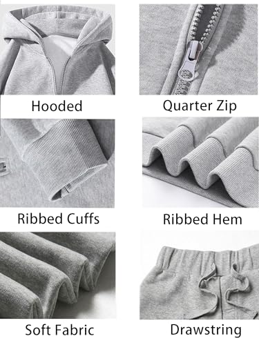 Men's Tracksuits Long Sleeve Casual Sweatsuits Quarter Zip Hoodie with Track Pants - XX-Large White
