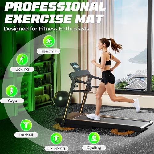 Gym Floor Tiles - Heavy Duty Rubber & EVA Foam Interlocking Mats, 6 Tiles (24 Sq Ft), Black/Grey
