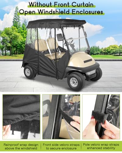 WEIMELL Black 2 Passenger Golf Cart Enclosure for Club Car Precedent with Front Windshield & Seat Towel