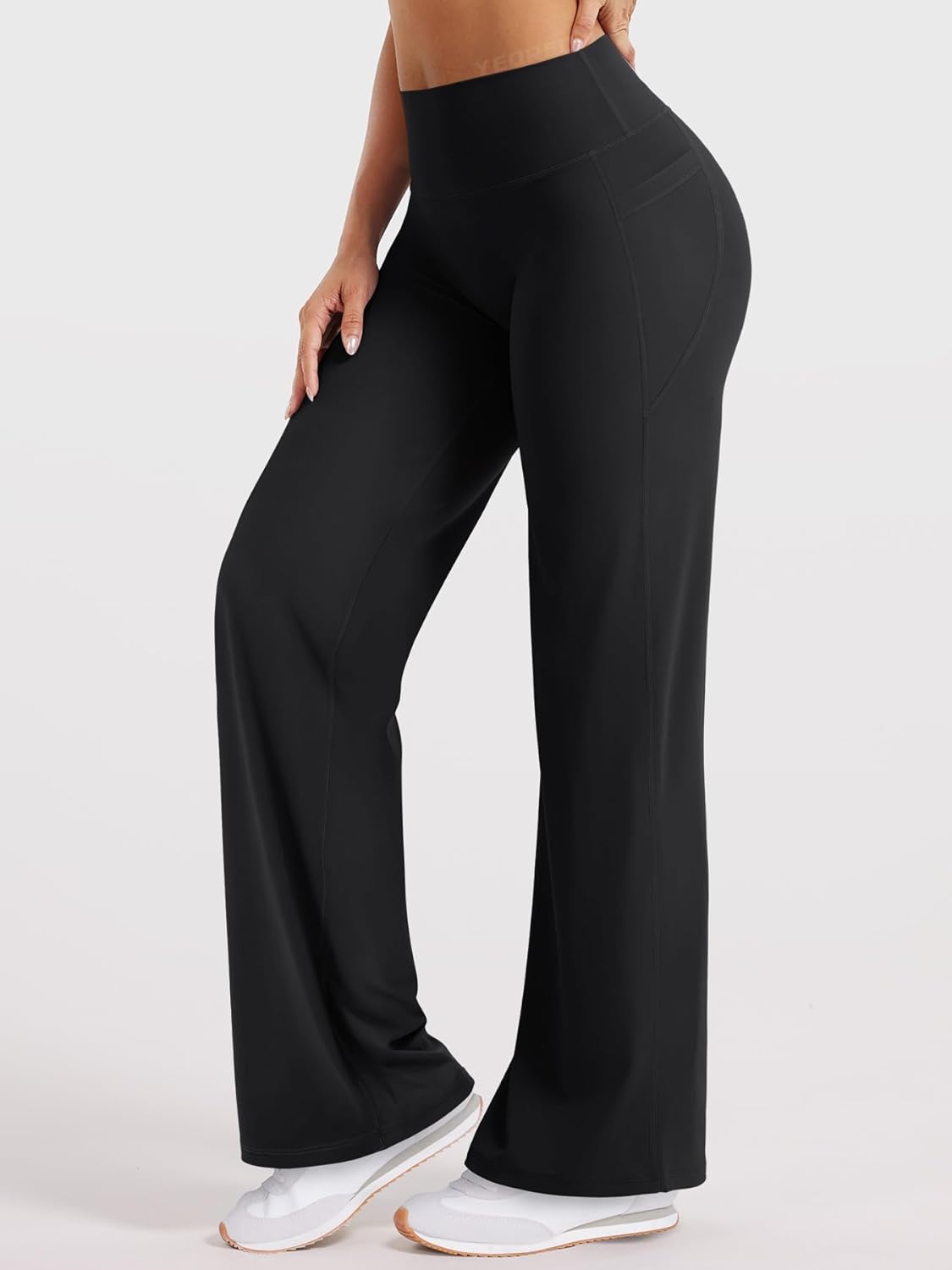 YEOREO High Waist Straight Leggings for Women - No Front Seam, Pockets, 29"/31.5" Sizes