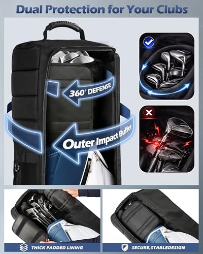Marscamd Golf Travel Bag with Wheels - Heavy-Duty 1680D Case for Airlines
