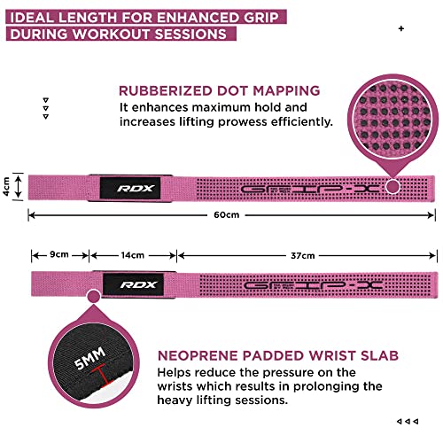 Pink Dotted Cotton Weightlifting Straps with Neoprene Padding - One Size