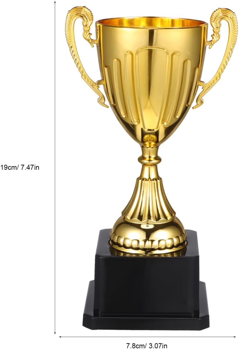 Yardwe Mini Gold Trophy Cup - 7.5 Inch Award with Black Square Base for First Place Recognition