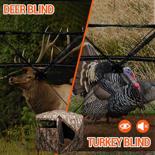 FUNHORUN 2-3 Person 360° See Through Ground Hunting Blind Pop Up Camouflage Shelter
