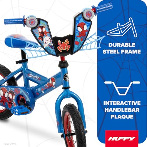 Kids Blue Spider-Man Bike 12 Inch with Training Wheels & Safety Features - Easy Assembly