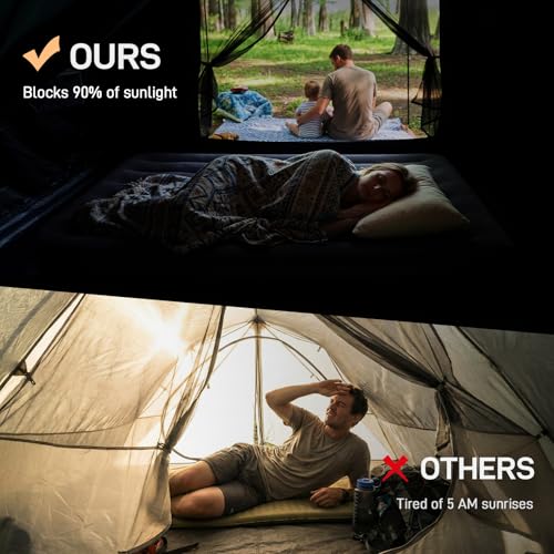 8 Person Camping Blackout Tent with Dark Interior and Room Divider - Orange